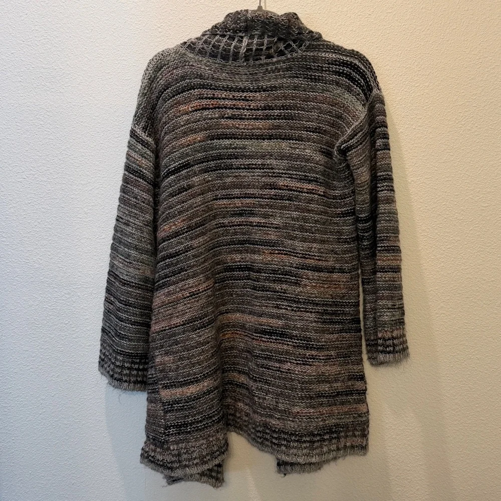 Anthropologie Gray and Brown Knit Cardigan Alpaca and wool blend - Picture 3 of 3